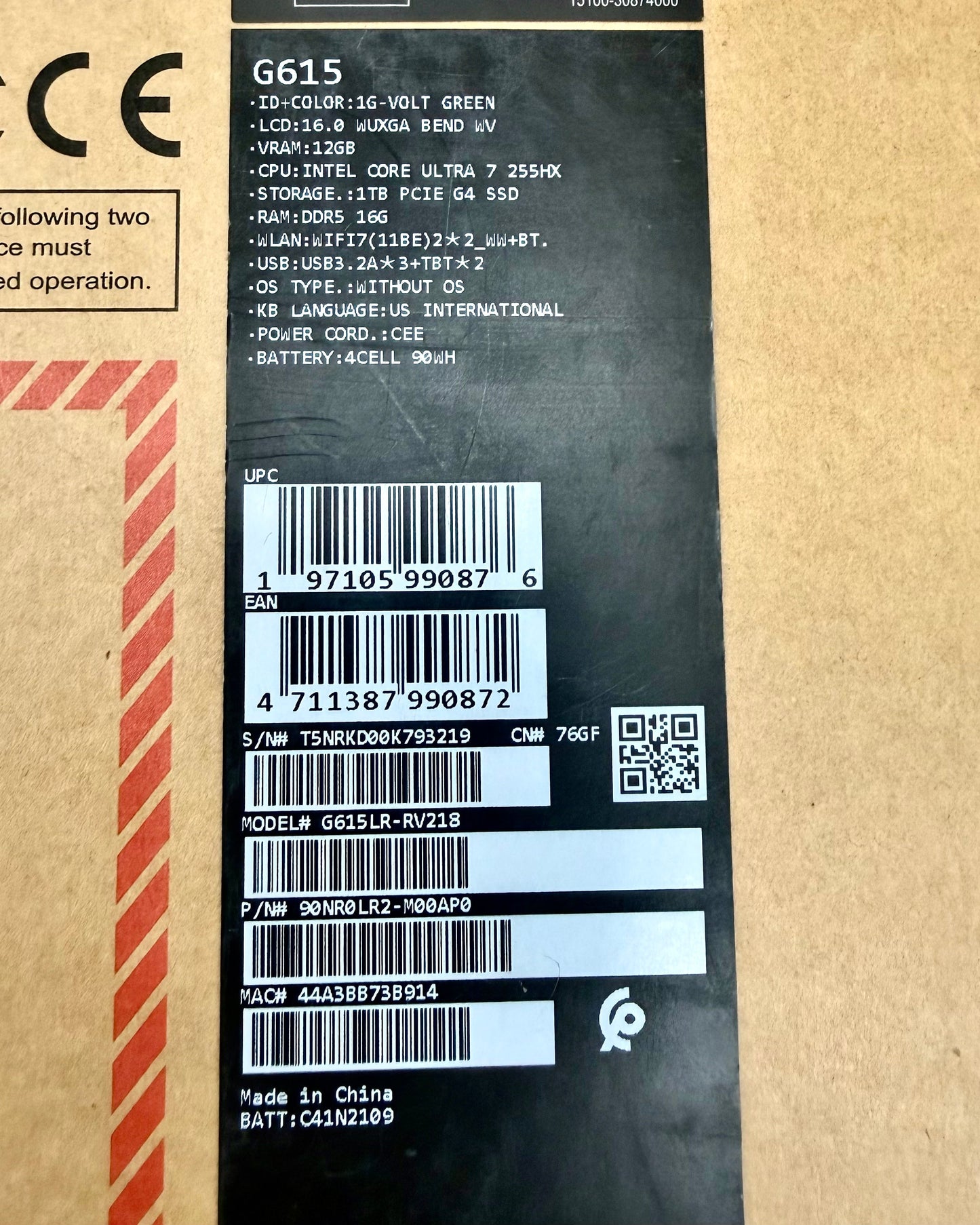 ASUS ROG Strix G16 G615LR-RV218 | Intel Core Ultra 7-255HX | RAM 16GB | 1TB SSD NVMe | NVIDIA RTX 5070 Ti 12G | 16.0 Inch WUXGA 165Hz IPS | Eclipse Gray