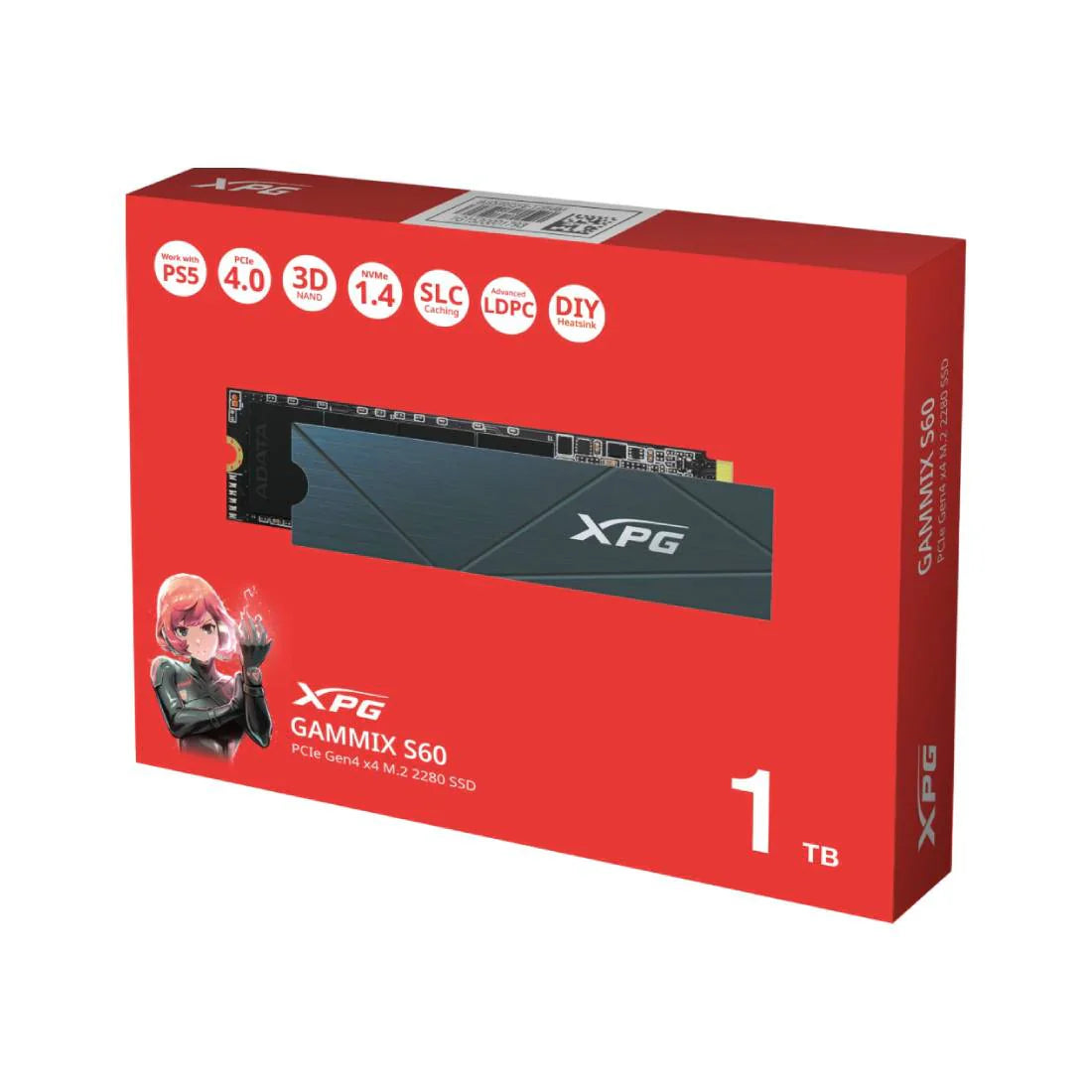 XPG GAMMIX S60 1TB PCIe Gen4 x4 NVMe SSD | Up to 5000/4200MB/s with Heat-Sink | PS5 Compatible