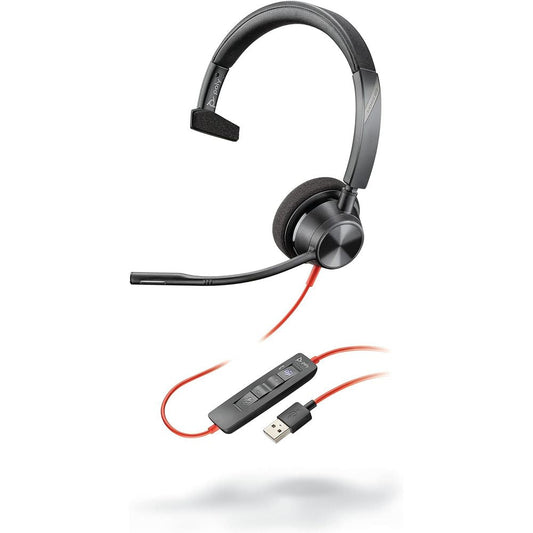 Poly Blackwire 3310 Mono USB-C Headset | Microsoft Teams Certified | Noise-Canceling Mic | Inline Controls | with USB-C/A Adapter