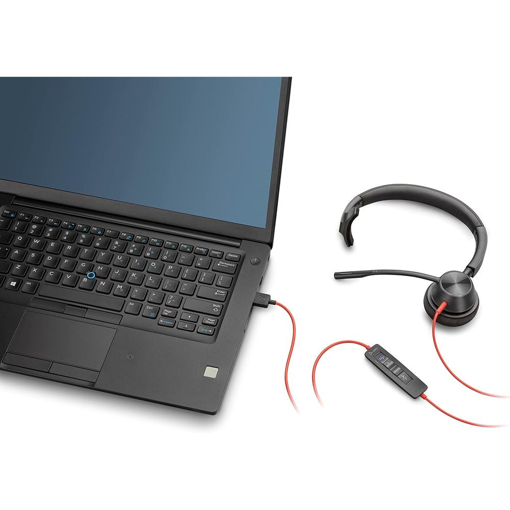 Poly Blackwire 3310 Mono USB-C Headset | Microsoft Teams Certified | Noise-Canceling Mic | Inline Controls | with USB-C/A Adapter