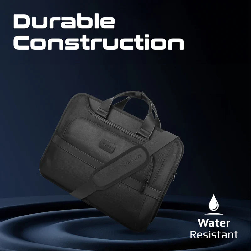 Promate Paramount-MB | Lightweight 15.6″ Laptop Messenger Bag | Water-Resistant 1680D Polyester | Padded Handle & Luggage Belt