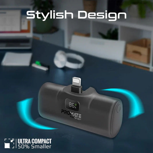 Promate Ultra-Compact fast charging 5000mAh Power Bank with In-Built Lightning Connector