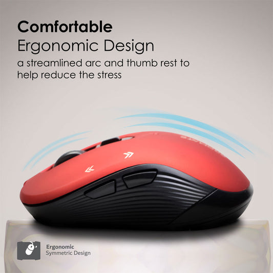 Promate Slider Ergonomic Wireless Mouse | 800/1200/1600 DPI | 2.4GHz Connectivity | 7 | 10m Range | 1 x AA Battery