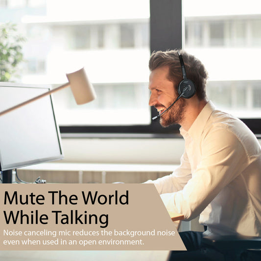 Promate Engage Over-Ear Mono Bluetooth Headset | HD Voice | Noise-Cancelling Mic | 14h Talk Time