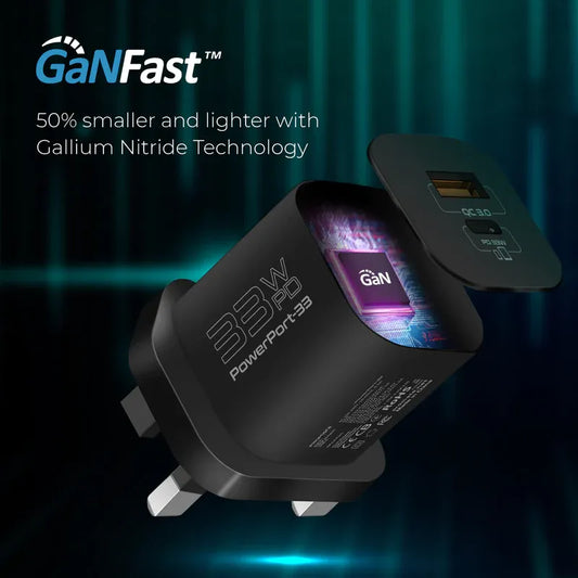 Promate 33W Power Delivery GaNFast Charging Adapter | PowerPort-33