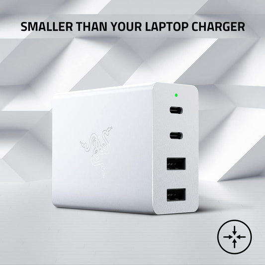 Razer USB-C 130W GaN Charger | 2x USB-C & 2x USB-A Ports | Compact Design | Travel-Ready with Swappable Plugs | Fast Charging