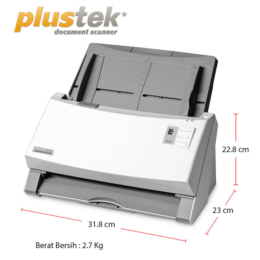 Plustek SmartOffice PS3150U Duplex Color Document Scanner | 600 dpi | 50ppm/100ipm | 100-Sheet ADF | Multi-Feed Detection | USB 2.0 | Windows & macOS Compatible