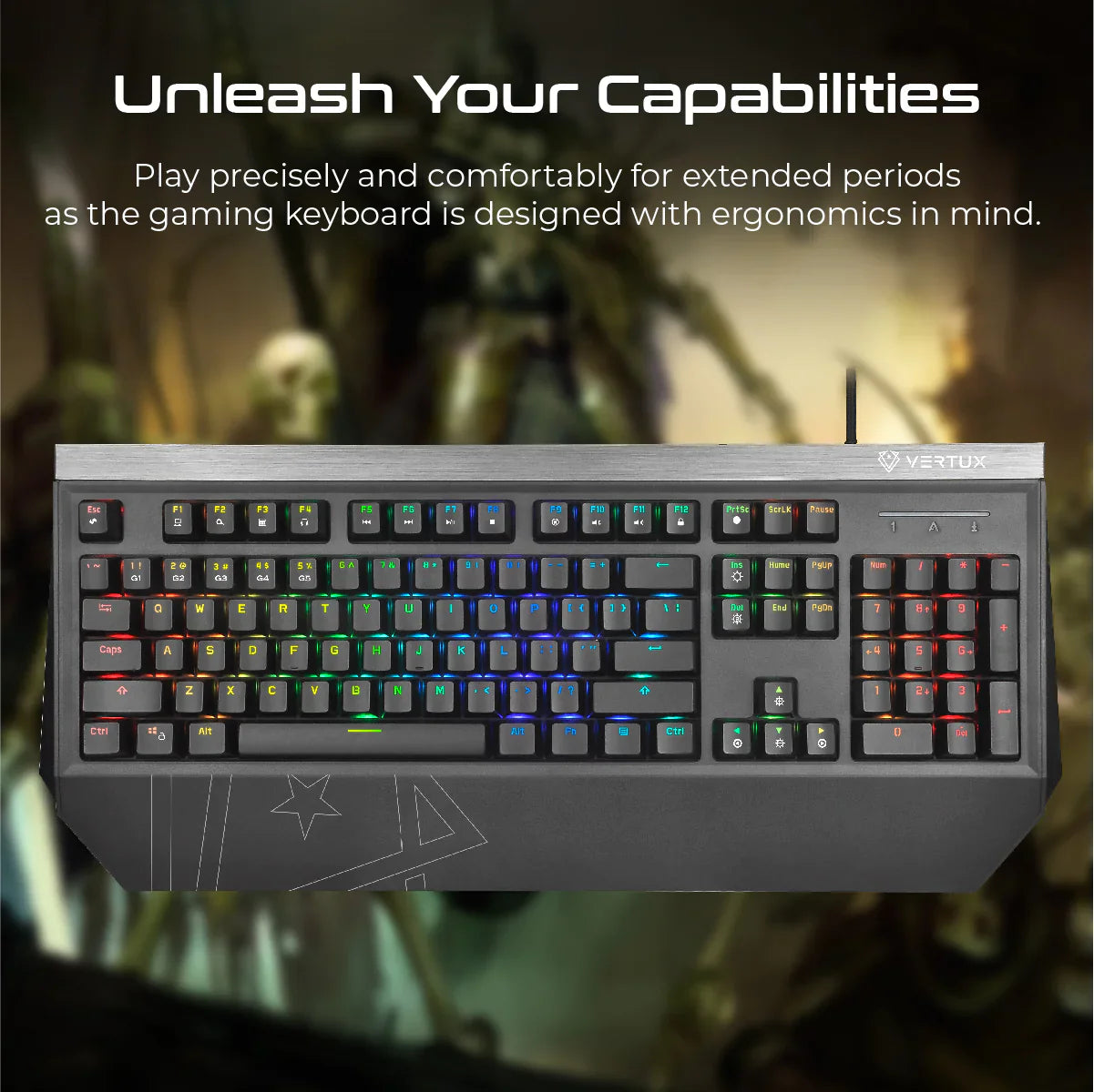 Vertux Tantalum Precision Pro Mechanical Gaming Keyboard | Outemu Blue Switches | RGB Backlighting | 50 Million Keystrokes