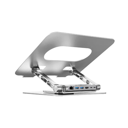 UNITEK Laptop Stand with Detachable USB-C Hub | Adjustable Ergonomic Laptop Holder with Integrated USB-C Hub (HDMI | USB Ports | SD/TF Card Reader | Ethernet)