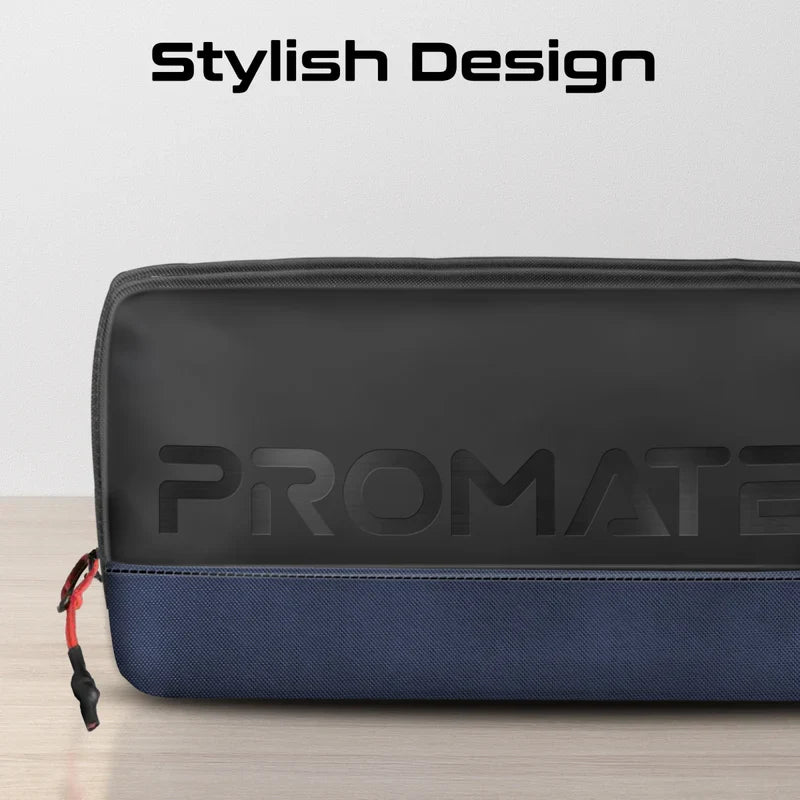 Promate Vali Lightweight Tech Essential Organizer Pouch | 1.79L | Cordura + Skin-Film Material | Compact Travel Storage