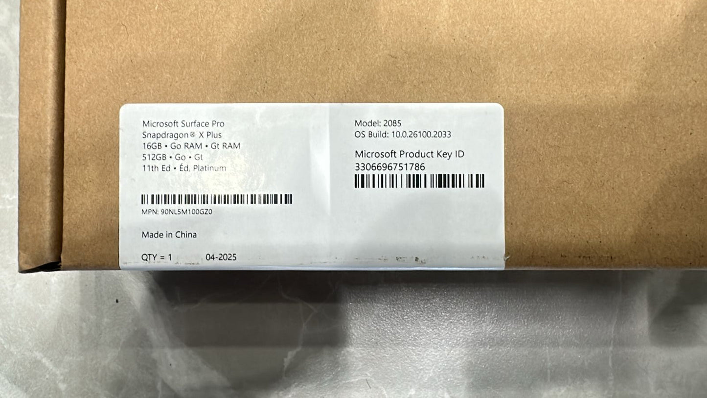 Microsoft Surface Pro 11 | ZIL-00007 | Snapdragon X Plus | RAM 16GB | SSD 512GB | Qualcomm Adreno | 13 (2880 x 1920) | Platinum