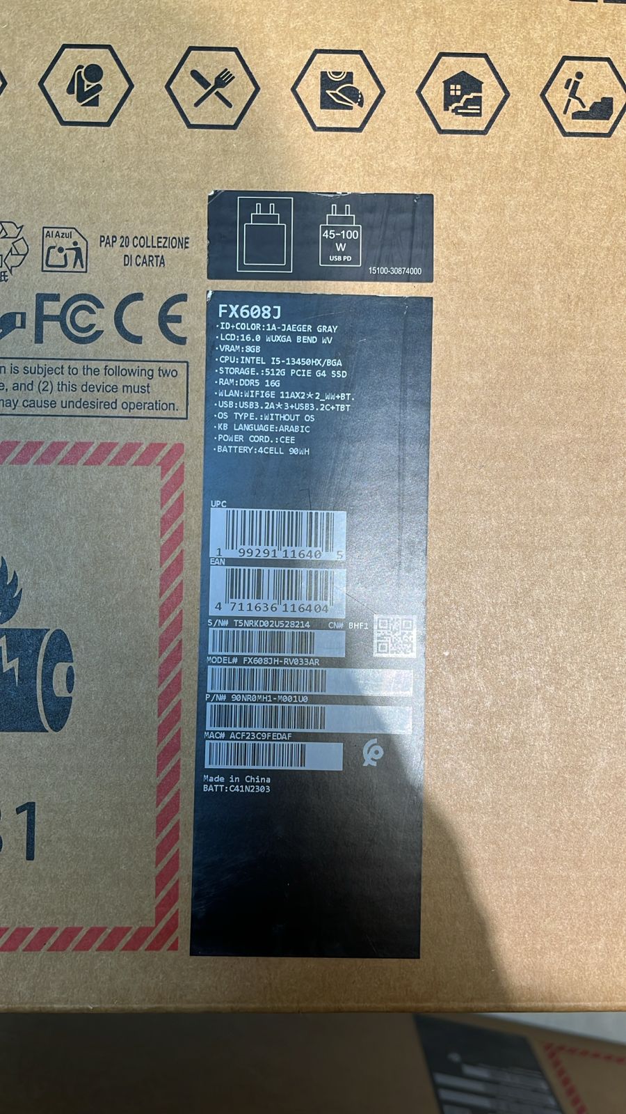 ASUS TUF Gaming F16 FX608JH-RV033AR | Intel Core i5-13450HX | RAM 16GB | SSD 512GB | NVIDIA Geforce RTX 5050 8GB | 16.0 inch WUXGA 165Hz | Jaeger Gray