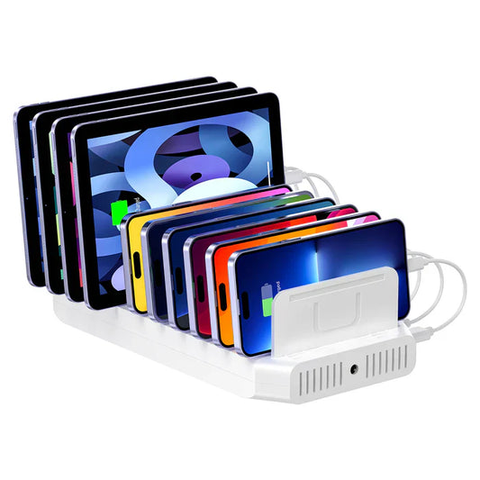 UNITEK 10-Port USB Charging Station | 60W Smart Charging Hub | 2.4A Fast Charge | Desktop Organizer for Multiple Devices