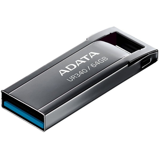 ADATA UR340 USB 3.2 Flash Drive Waterproof Dustproof Capless Glossy Black Nickel | 64GB