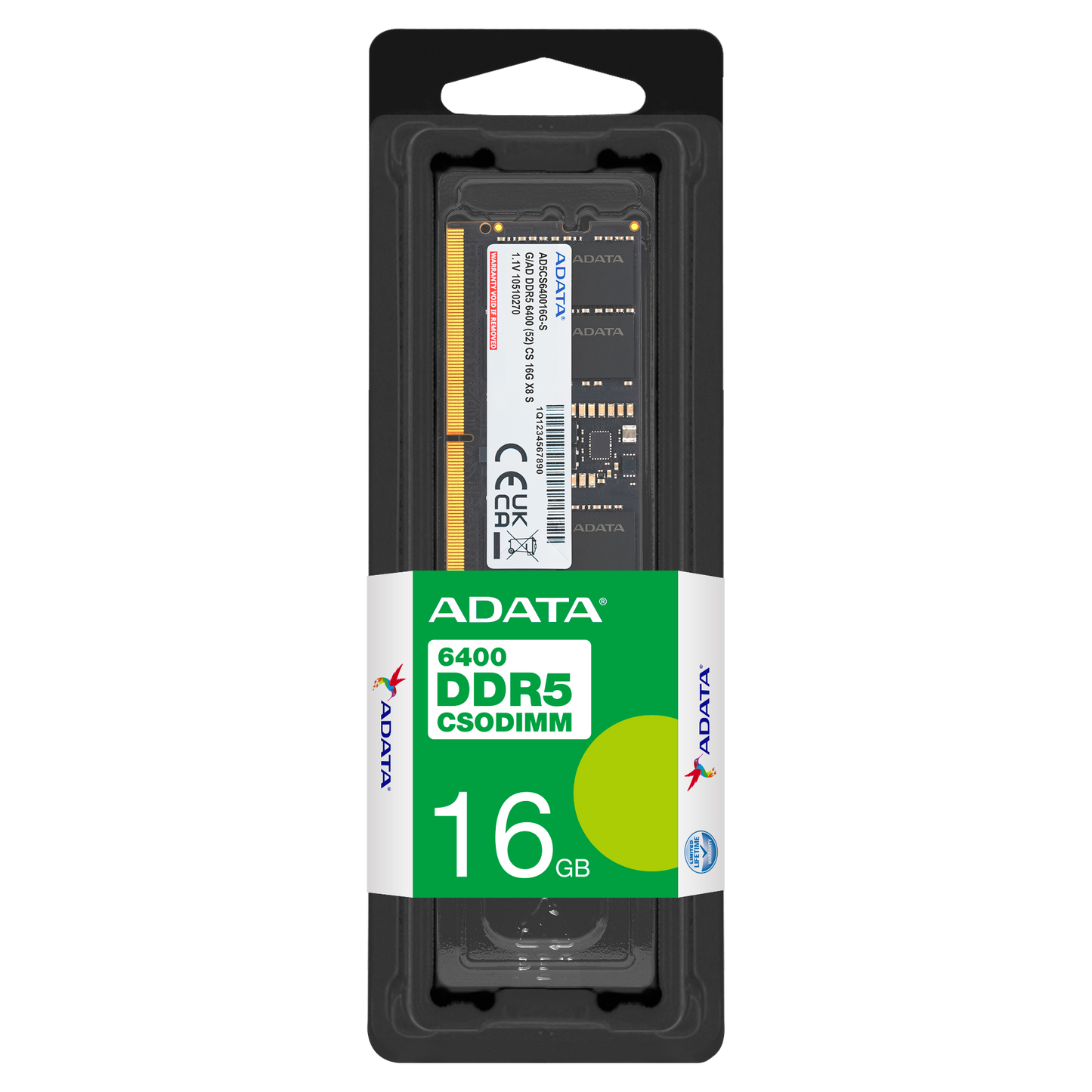 ADATA DDR5 SO-DIMM Memory Module | 6400 MT/s | 1.1 V | Built-In PMIC & On-Die ECC | 16GB Laptop RAM