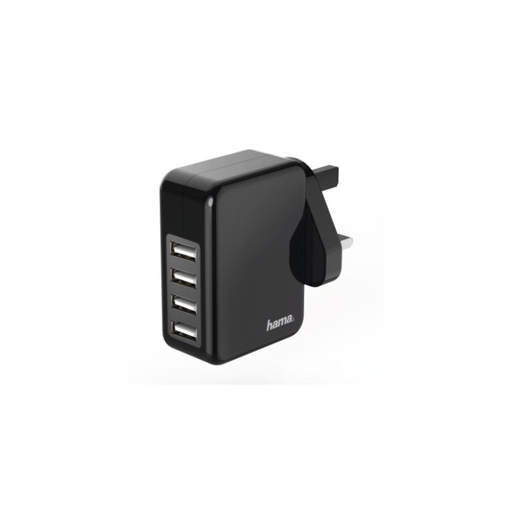 Hama 4 x USB-A Wall Plug Charger | 4.8A for Fast Charge