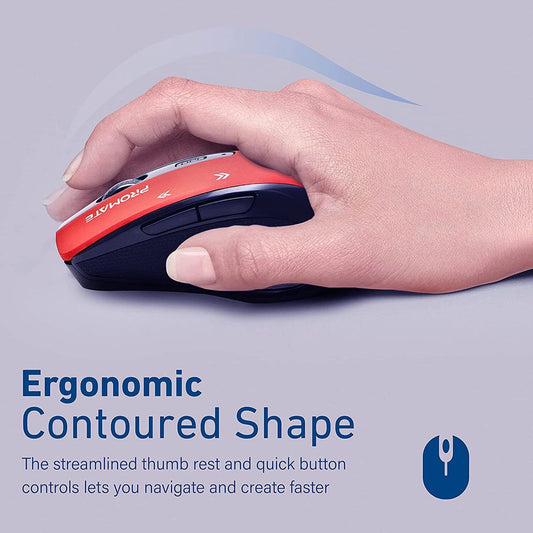 Promate Cursor EZGrip Ergonomic Wireless Mouse | 800/1200/1600 DPI | Nano USB Receiver | 10m Range | Sleep Mode