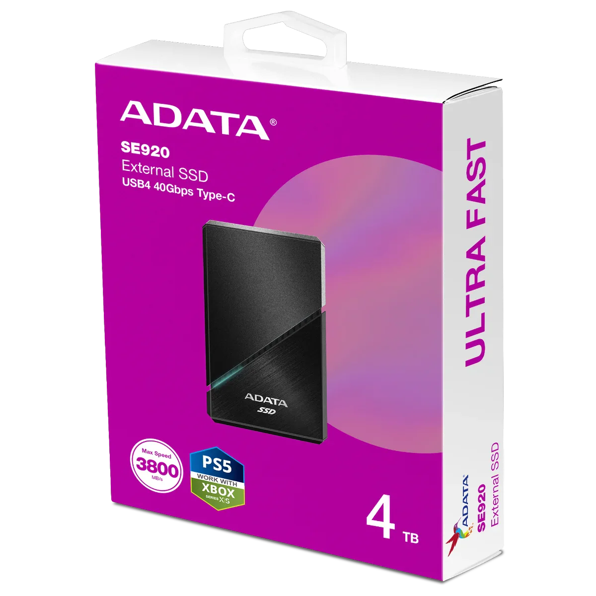 ADATA SE920 External SSD USB4 40Gbps Active Cooling 3800MB/s Read 3700MB/s Write | 4TB