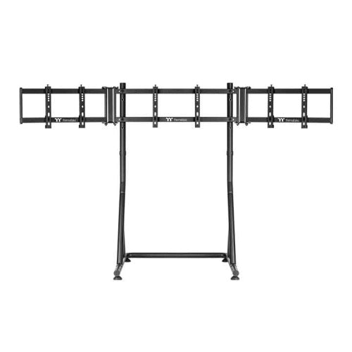Thermaltake Triple Racing Monitor Stand | Steel Frame | Up to Three 32″ Displays | VESA Mount | Height Adjustable (920 | 970 mm) | Folds Backward