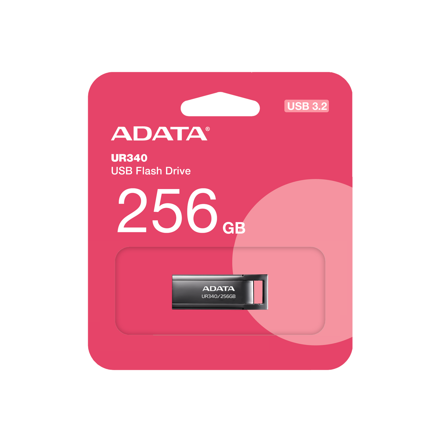 ADATA UR340 USB 3.2 Flash Drive Waterproof Dustproof Capless Glossy Black Nickel | 256GB
