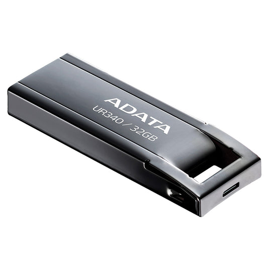 ADATA UR340 USB 3.2 Flash Drive Waterproof Dustproof Capless Glossy Black Nickel | 32GB
