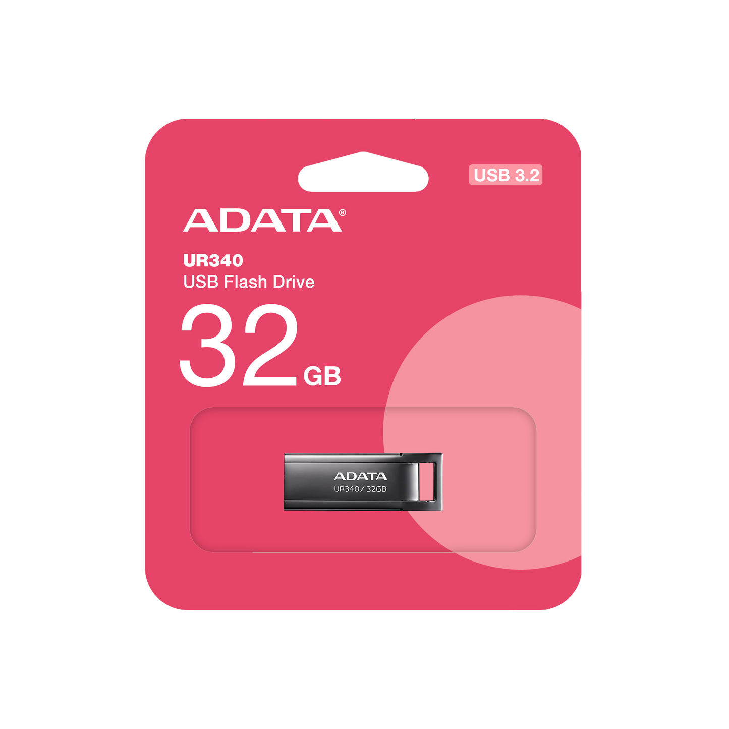ADATA UR340 USB 3.2 Flash Drive Waterproof Dustproof Capless Glossy Black Nickel | 32GB