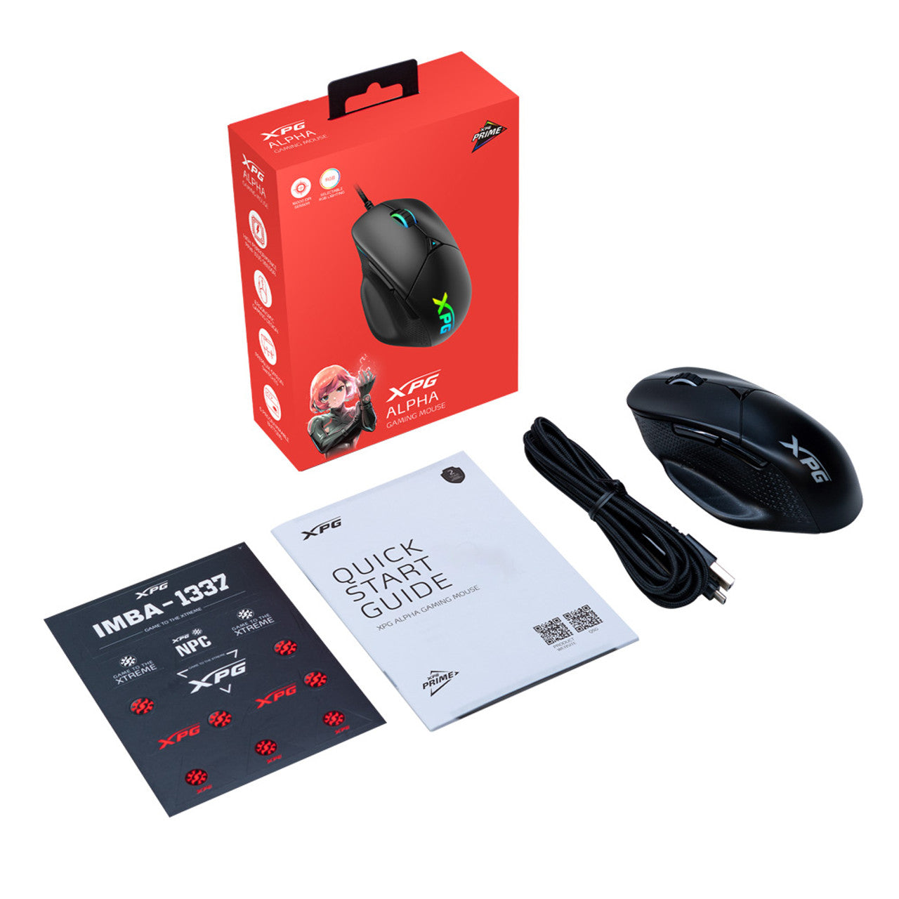 XPG ALPHA Wired Gaming Mouse | Black w/ RGB + Omron Switches | USB-C Connection | 6 Programmable Buttons PAW 3335 Sensor