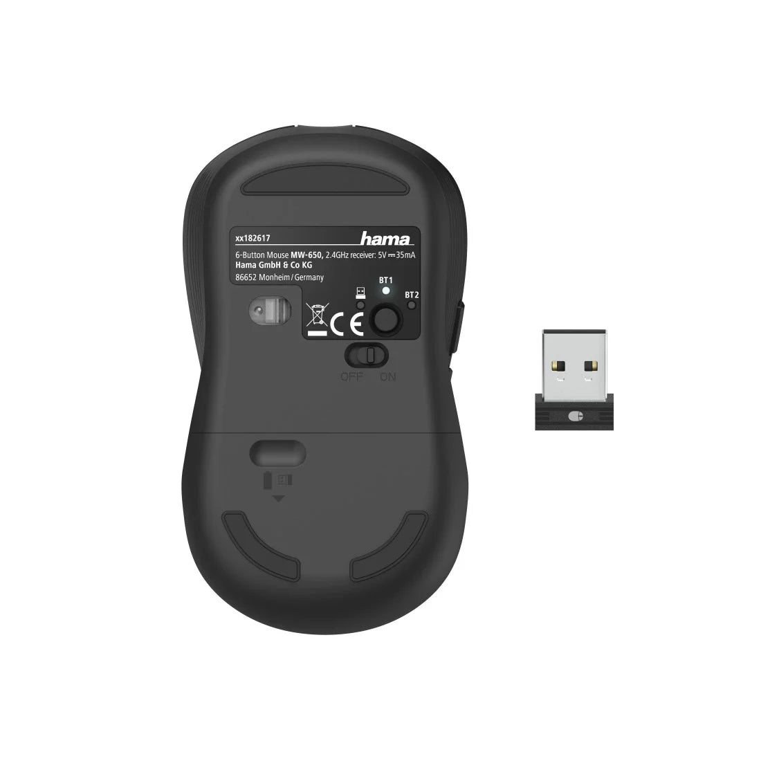 Hama "MW-650" Optical 6-Button Multi-Device Mouse, with USB-A / Bluetooth
