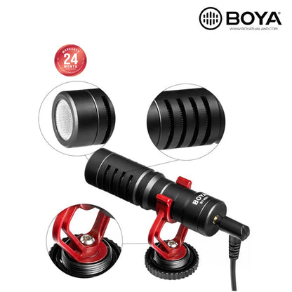 BOYA BY-BM3031 Super‑Cardioid On‑Camera Shotgun Microphone | 3‑Position Gain | 80 Hz High‑Pass Filter | Headphone Jack | Shockmount