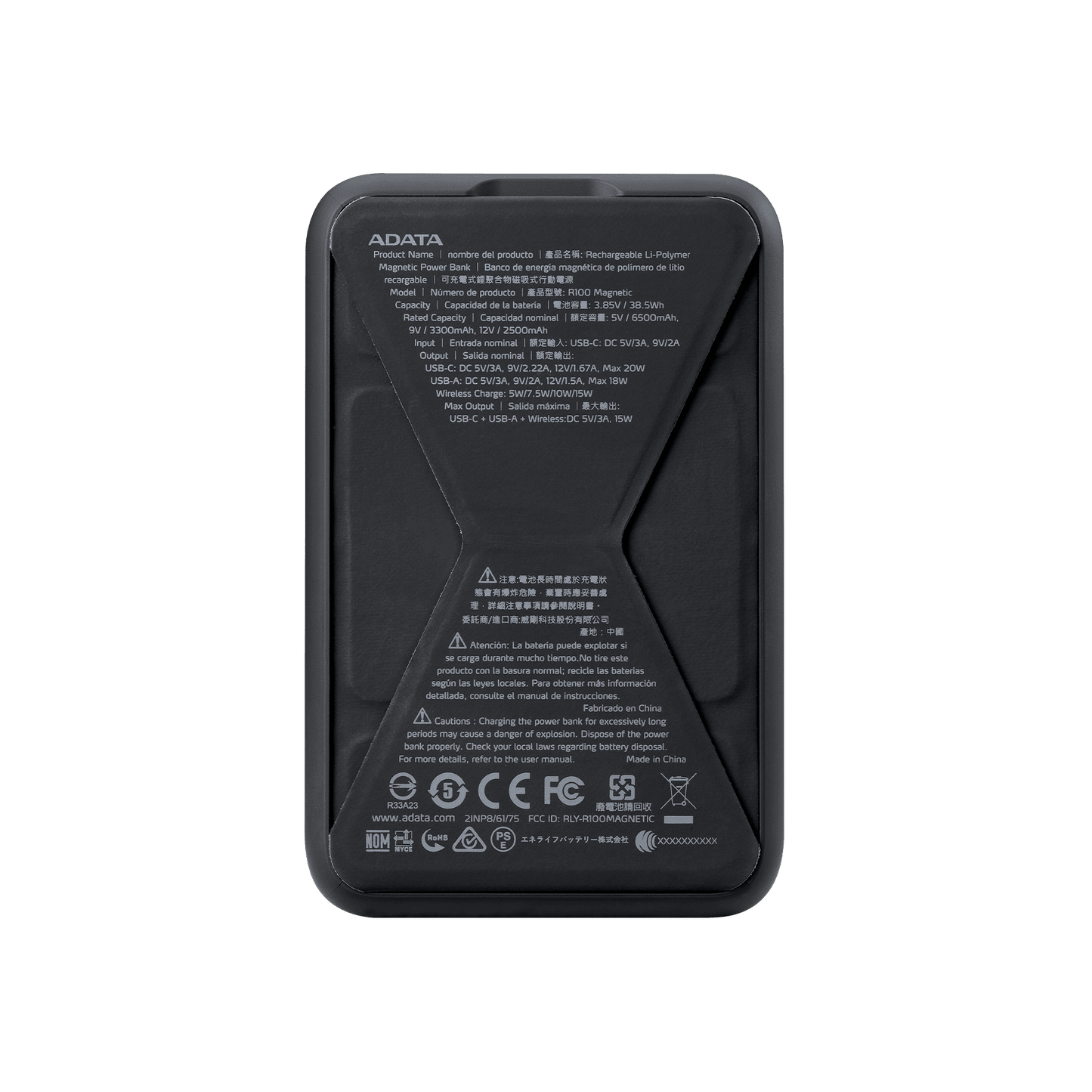 ADATA R100 10 | 000 mAh Magnetic Power Bank | Qi 15 W Wireless | 20 W PD/QC USB‑C | Dual-Device Ports | Fold-Out Stand | Pass‑Through Charging