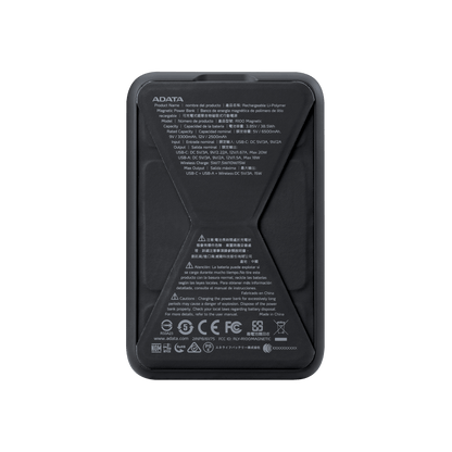 ADATA R100 10 | 000 mAh Magnetic Power Bank | Qi 15 W Wireless | 20 W PD/QC USB‑C | Dual-Device Ports | Fold-Out Stand | Pass‑Through Charging