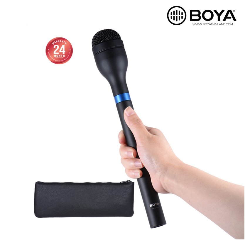 BOYA BY‑HM100 15.6" Long-Handle Omnidirectional Dynamic Handheld Microphone | XLR | 70 | 15 kHz | Durable Aluminum Body | Interview & ENG Use