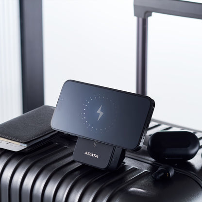 ADATA R100 10 | 000 mAh Magnetic Power Bank | Qi 15 W Wireless | 20 W PD/QC USB‑C | Dual-Device Ports | Fold-Out Stand | Pass‑Through Charging