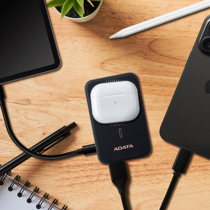 ADATA R100 10 | 000 mAh Magnetic Power Bank | Qi 15 W Wireless | 20 W PD/QC USB‑C | Dual-Device Ports | Fold-Out Stand | Pass‑Through Charging