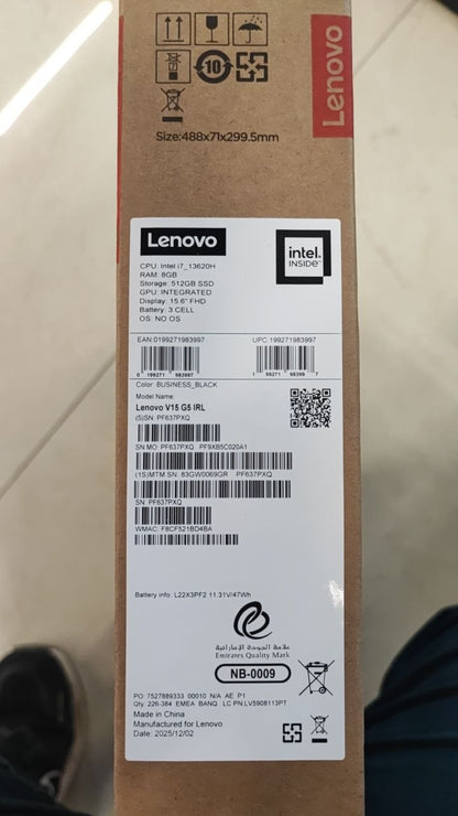 Lenovo V15 G5 IRL | (69GR) Intel Core i7-13620H | RAM 8GB | SSD 512GB | Intel UHD Graphics | 15.6 Inch FHD | Black
