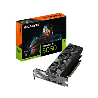 GIGABYTE GeForce RTX 5050 OC Low Profile 8GB | 8 GB GDDR6 | 128‑bit | PCIe 5.0 | 182 mm SFF | 2×DP + 2×HDMI | DLSS 4 | Blackwell Architecture