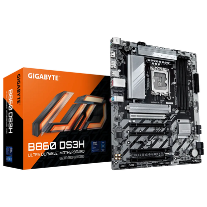 GIGABYTE B860 DS3H Motherboard | LGA1700 | DDR5 | PCIe 5.0 | 8+1+2 Hybrid VRM | 2× M.2 | 2.5GbE LAN | RGB Fusion | Smart Fan 6 | ATX