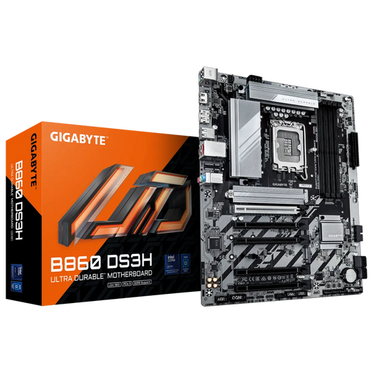 GIGABYTE B860 DS3H Motherboard | LGA1700 | DDR5 | PCIe 5.0 | 8+1+2 Hybrid VRM | 2× M.2 | 2.5GbE LAN | RGB Fusion | Smart Fan 6 | ATX