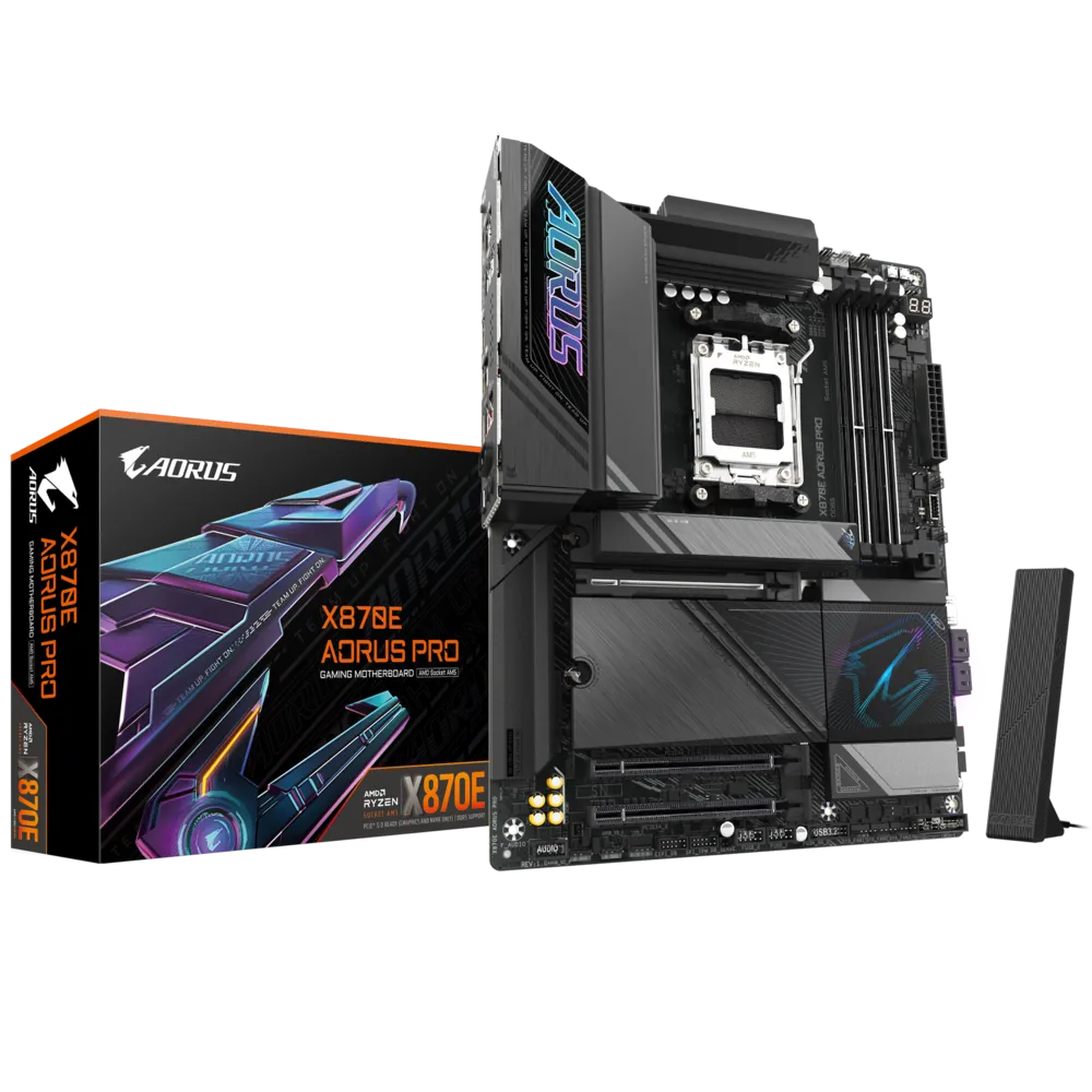 GIGABYTE X870E AORUS PRO ATX Motherboard | AMD AM5 | DDR5 | PCIe 5.0 | Quad M.2 | USB4 | Wi-Fi 7 | 2.5GbE LAN | EZ-Latch | Smart Fan 6