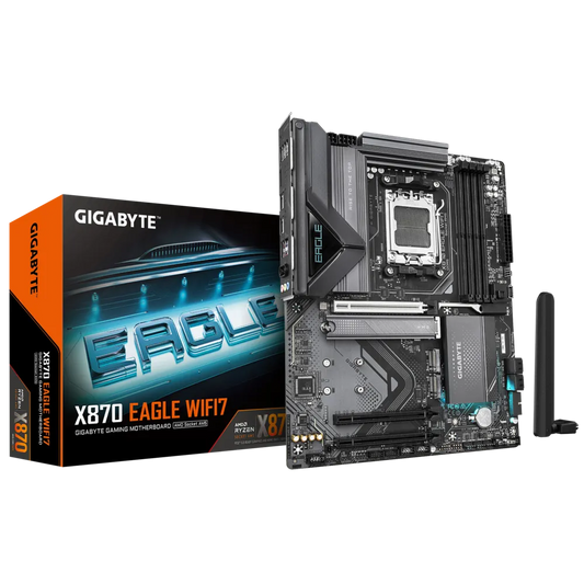 GIGABYTE X870 EAGLE WIFI7 Motherboard | AM5 | DDR5 | PCIe 5.0 | Wi-Fi 7 | USB4 | 14+2+2 VRM | 3× M.2 | EZ-Latch | 2.5GbE LAN | ATX