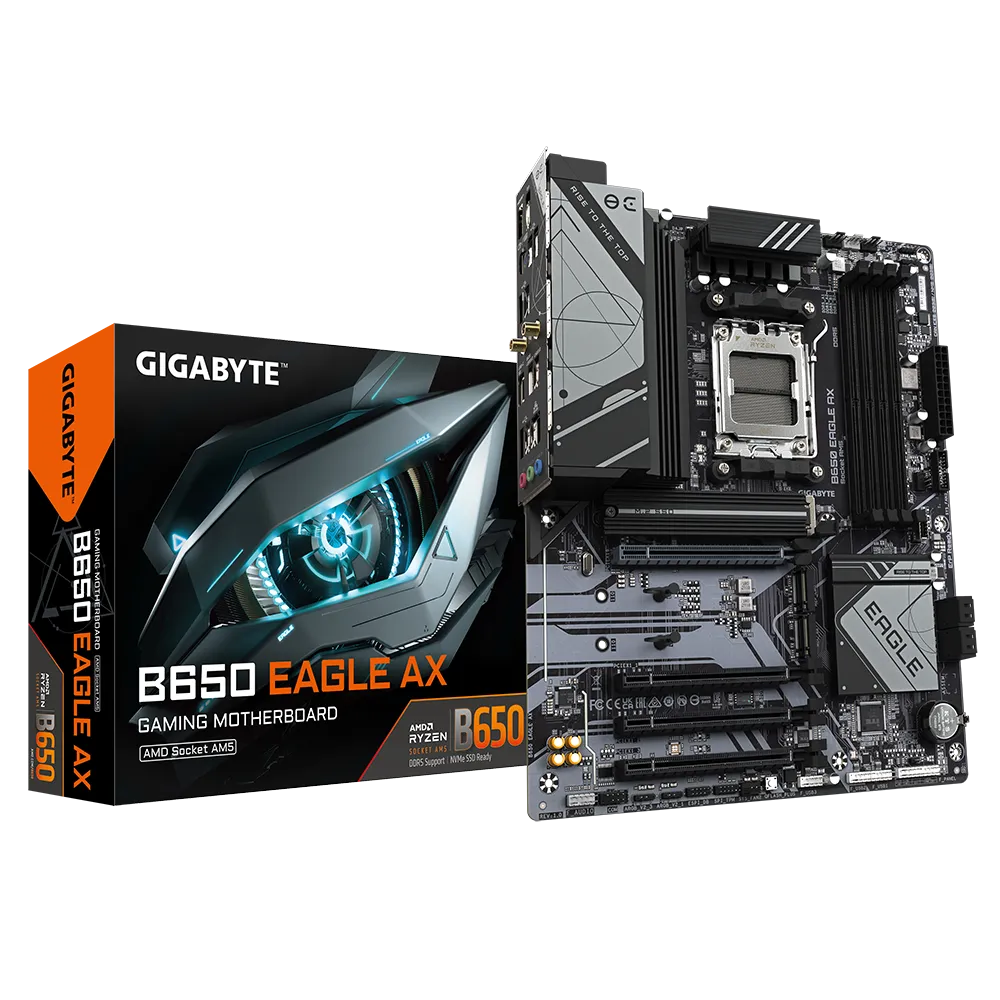 GIGABYTE B650 EAGLE AX Motherboard | AM5 | DDR5 | PCIe 5.0 | Wi-Fi 6E | 12+2+2 VRM | 3× M.2 | USB 3.2 Gen2 | Smart Fan 6 | Q-Flash Plus | ATX