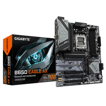 GIGABYTE B650 EAGLE AX Motherboard | AM5 | DDR5 | PCIe 5.0 | Wi-Fi 6E | 12+2+2 VRM | 3× M.2 | USB 3.2 Gen2 | Smart Fan 6 | Q-Flash Plus | ATX