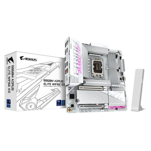 GIGABYTE B860M AORUS ELITE WIFI6E ICE mATX Motherboard | Intel B860 | LGA 1851 | DDR5 | 3× M.2 (1× PCIe 5.0) | Wi-Fi 6E | USB4 Type-C