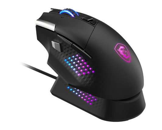 MSI VERSA PRO Wireless Gaming Mouse + Mouse Dock Pro | Tri-Mode Connectivity (2.4G / Bluetooth / USB) | 26000 DPI Optical Sensor | 1000Hz Polling Rate | RGB Lighting | Rechargeable Dock | Ergonomic Design