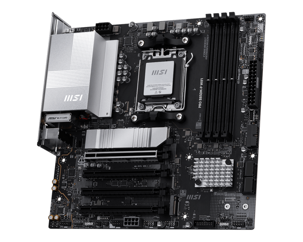 MSI PRO B850M-P WIFI Micro-ATX Motherboard | AM5 | DDR5‑8200+ OC | PCIe 5.0 x16 | 3× M.2 (1× Gen5) | 5 GbE LAN | Wi‑Fi 7 | USB4 | HDMI 2.1