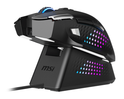 MSI VERSA PRO Wireless Gaming Mouse + Mouse Dock Pro | Tri-Mode Connectivity (2.4G / Bluetooth / USB) | 26000 DPI Optical Sensor | 1000Hz Polling Rate | RGB Lighting | Rechargeable Dock | Ergonomic Design