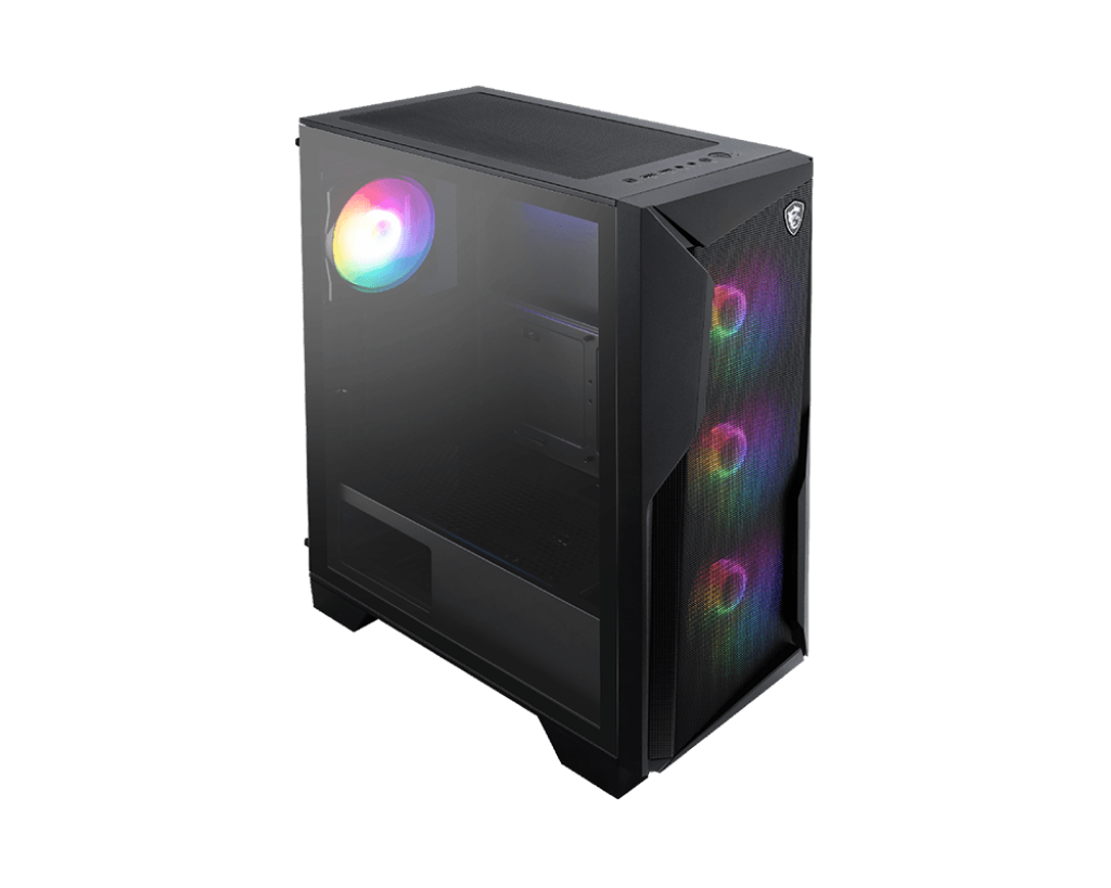 MSI MAG FORGE 130A AIRFLOW Mid-Tower PC Case | High-Airflow Mesh Front | Tempered Glass Side Panel | 4 Pre-Installed Auto-RGB Fans | USB 5Gbps Front I/O | Supports ATX/Micro-ATX/Mini-ITX