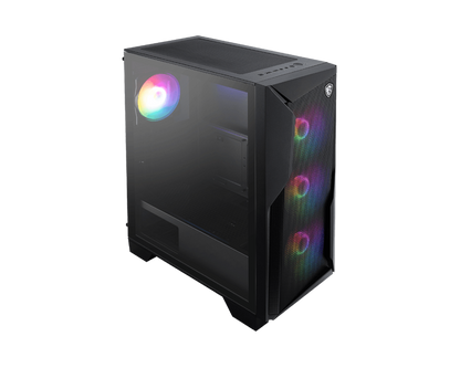 MSI MAG FORGE 130A AIRFLOW Mid-Tower PC Case | High-Airflow Mesh Front | Tempered Glass Side Panel | 4 Pre-Installed Auto-RGB Fans | USB 5Gbps Front I/O | Supports ATX/Micro-ATX/Mini-ITX