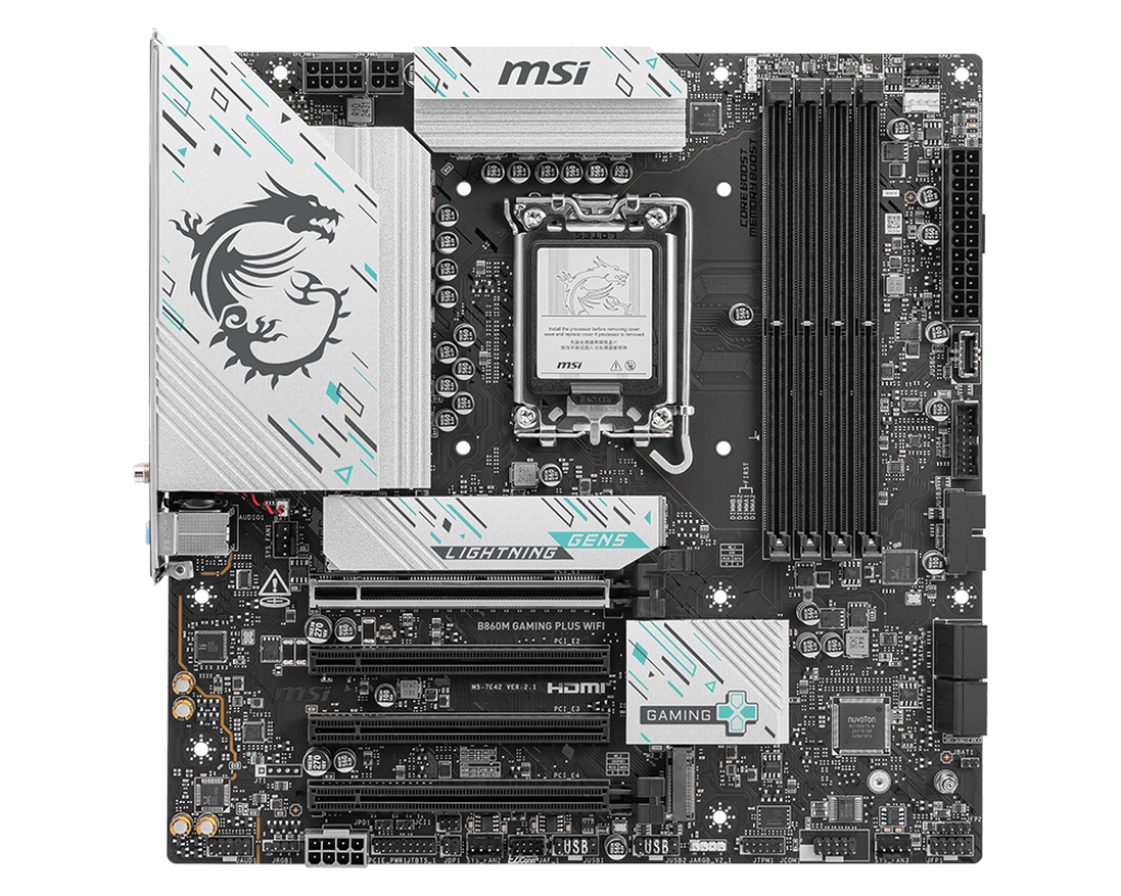 MSI B860M Gaming Plus WiFi Motherboard | Micro-ATX | Intel LGA 1851 Socket | B860 Chipset | DDR5 Memory Support | PCIe 5.0 | 2.5G LAN | Wi-Fi 6E | USB 20Gbps