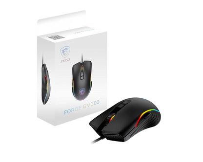 MSI FORGE GM300 Gaming Mouse – 7200 DPI, RGB Lighting, 7 Buttons, Symmetrical Design, 10M Click Durability
